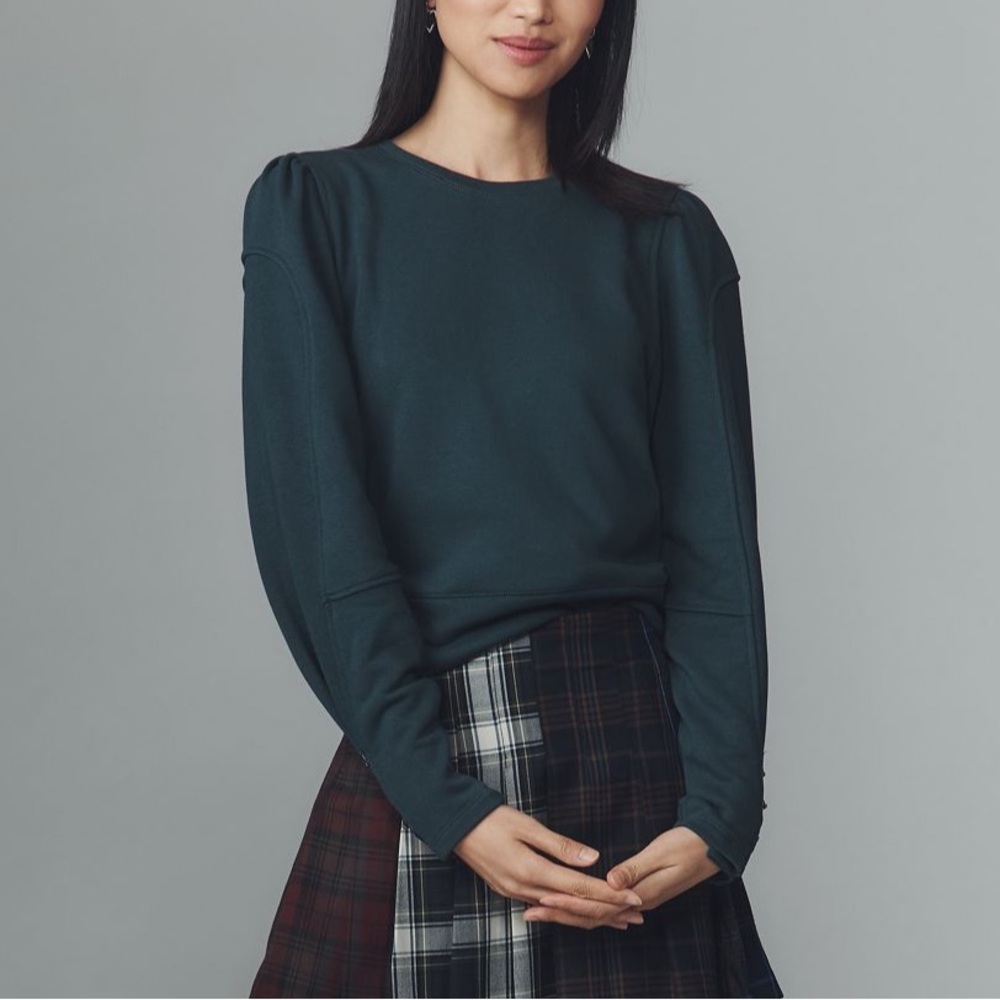 Anthropologie Fastened Puff-Sleeve Pullover | sz Large